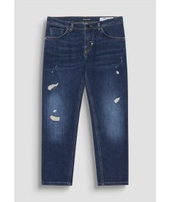 Jeans in Denim Blu con Rotture Bambino