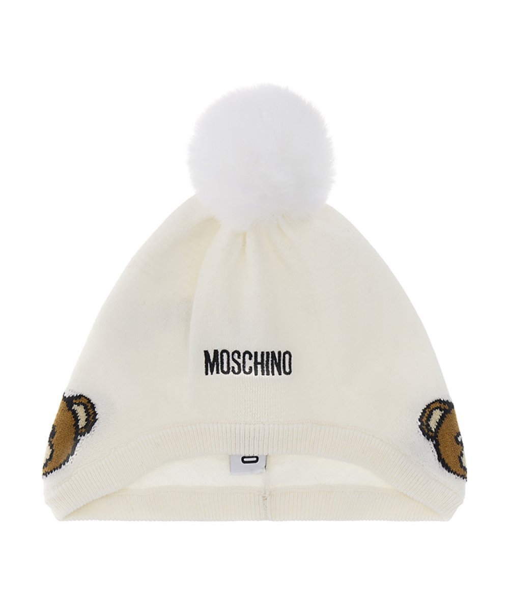 Cappello con Pompon Lavorazione a Maglia Neonata