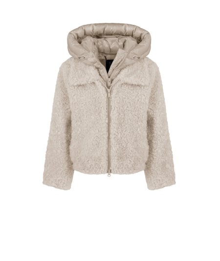 Giubbotto Corto con Cappuccio in Sherpa Fleece Bambina