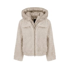 Giubbotto Corto con Cappuccio in Sherpa Fleece Bambina