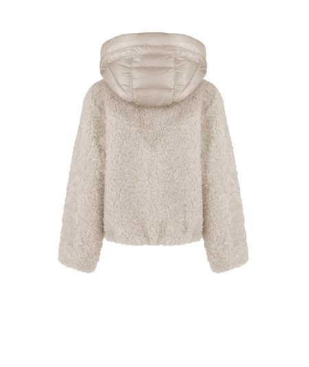 Giubbotto Corto con Cappuccio in Sherpa Fleece Bambina