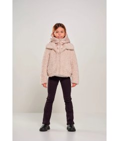 Giubbotto Corto con Cappuccio in Sherpa Fleece Bambina