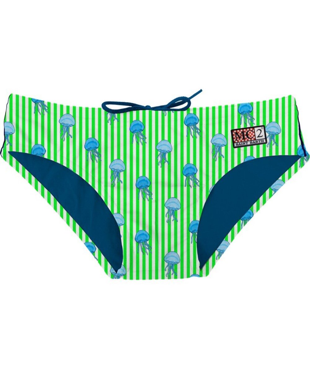 Slip da Mare Bambino con Stampa Meduse Squidly Stripes S82