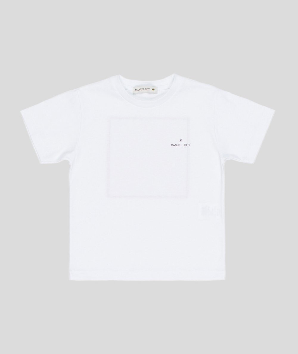 T-shirt Bambino Bianca con Tasca Decorativa