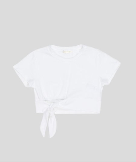 T-shirt Bambina Bianca con Nodo