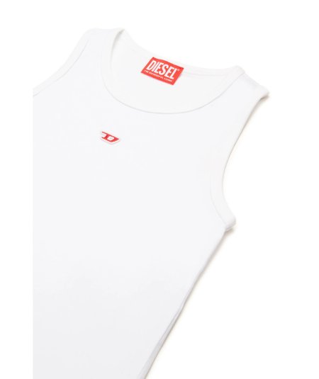 Top Smanicato con Patch Bianco