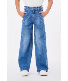 Jeans Ampio da Bambina in Denim Blu con Sfumature