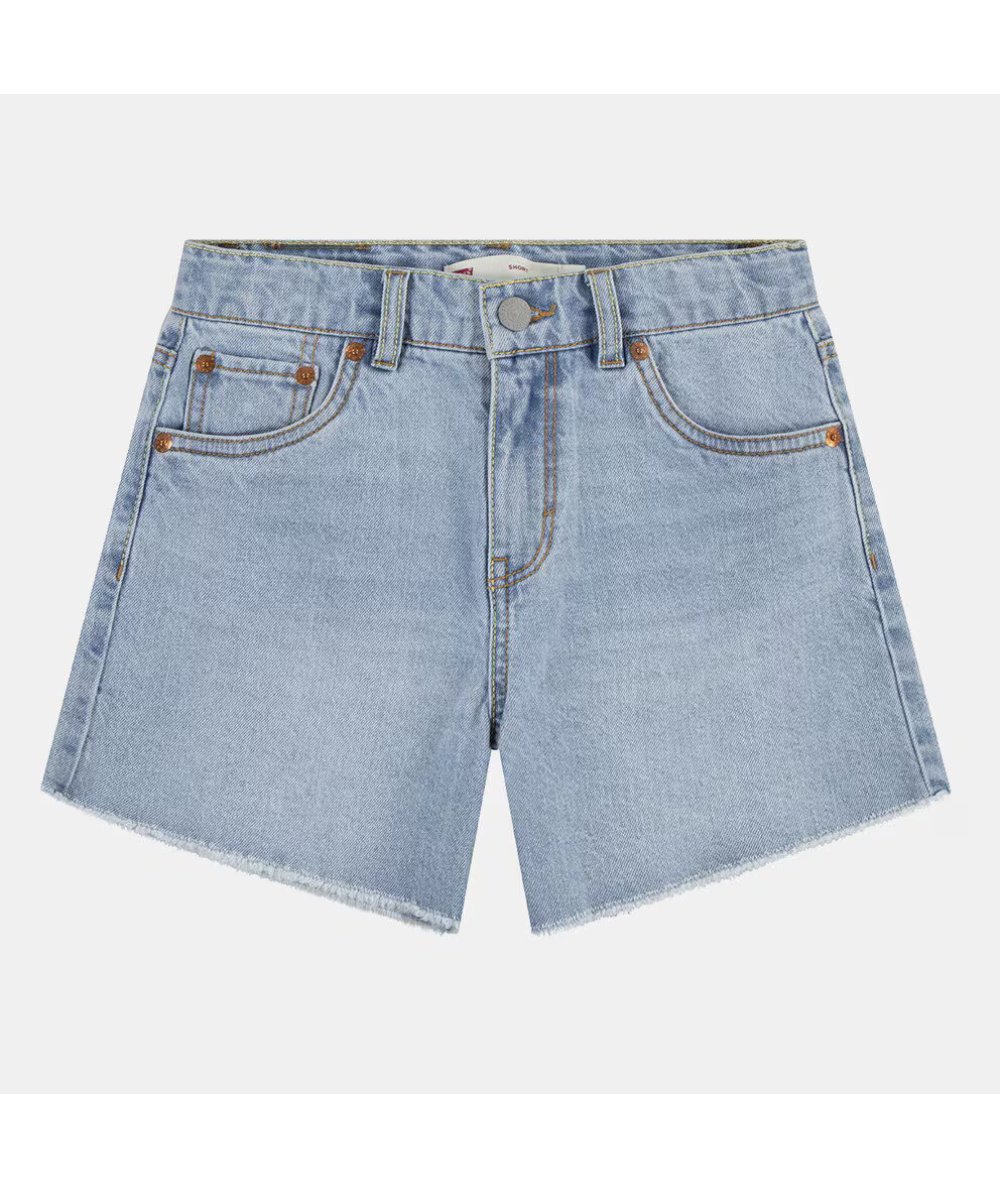 LEVIS ** Levi's Pantaloni Corti Bambina  Blu Denim con Orlo Sfilacciato