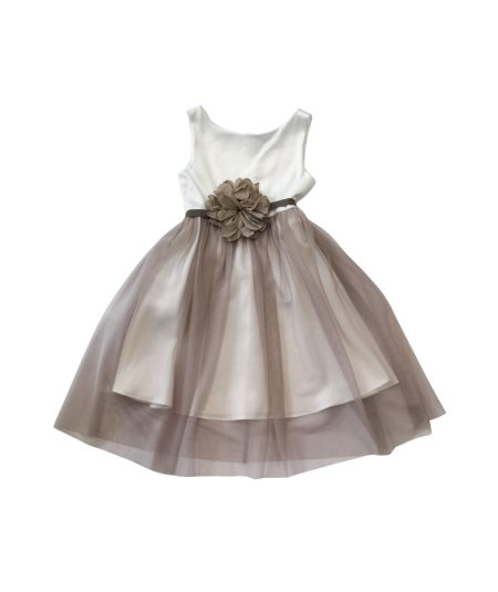 Abito Bambina con Gonna in Tulle Cinta Fiore