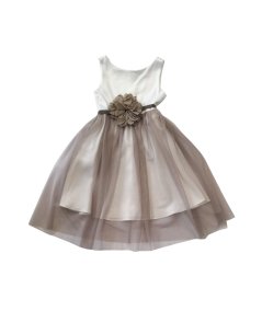 Abito Bambina con Gonna in Tulle Cinta Fiore
