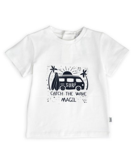 T-shirt Neonato Bianca con Stampa Surf