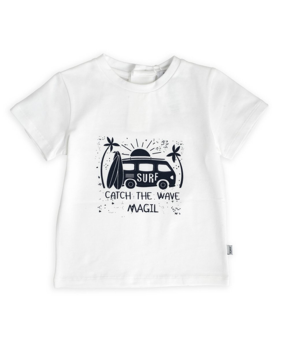 T-shirt Neonato Bianca con Stampa Surf