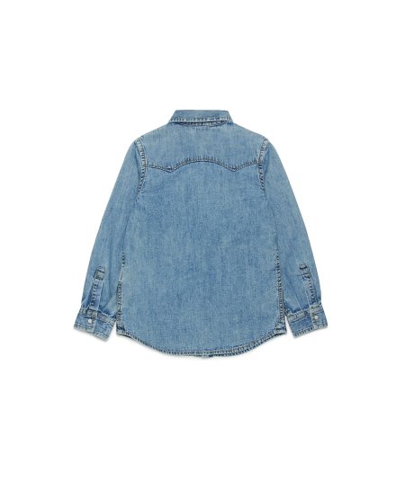 Camicia in Denim Chiaro con Logo Oval D