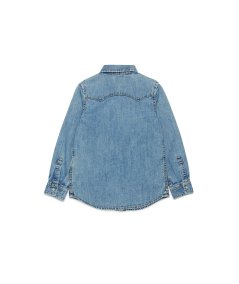 Camicia in Denim Chiaro con Logo Oval D