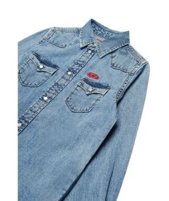 Camicia in Denim Chiaro con Logo Oval D