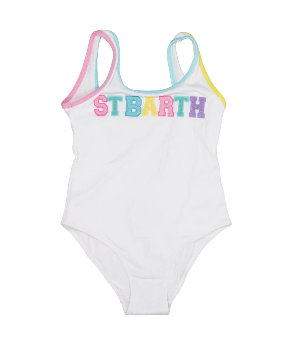 Costume Intero Bambina con Scritta Frontale Cara String