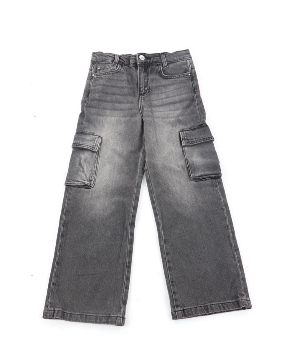 Jeans Cargo in Denim Scuro Bambina