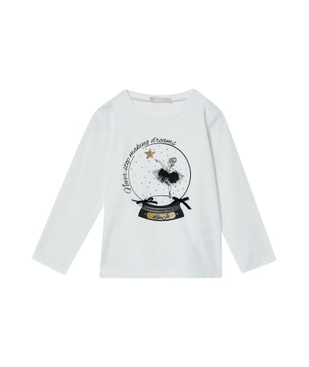 T-shirt Bambina con Stampa e Strass