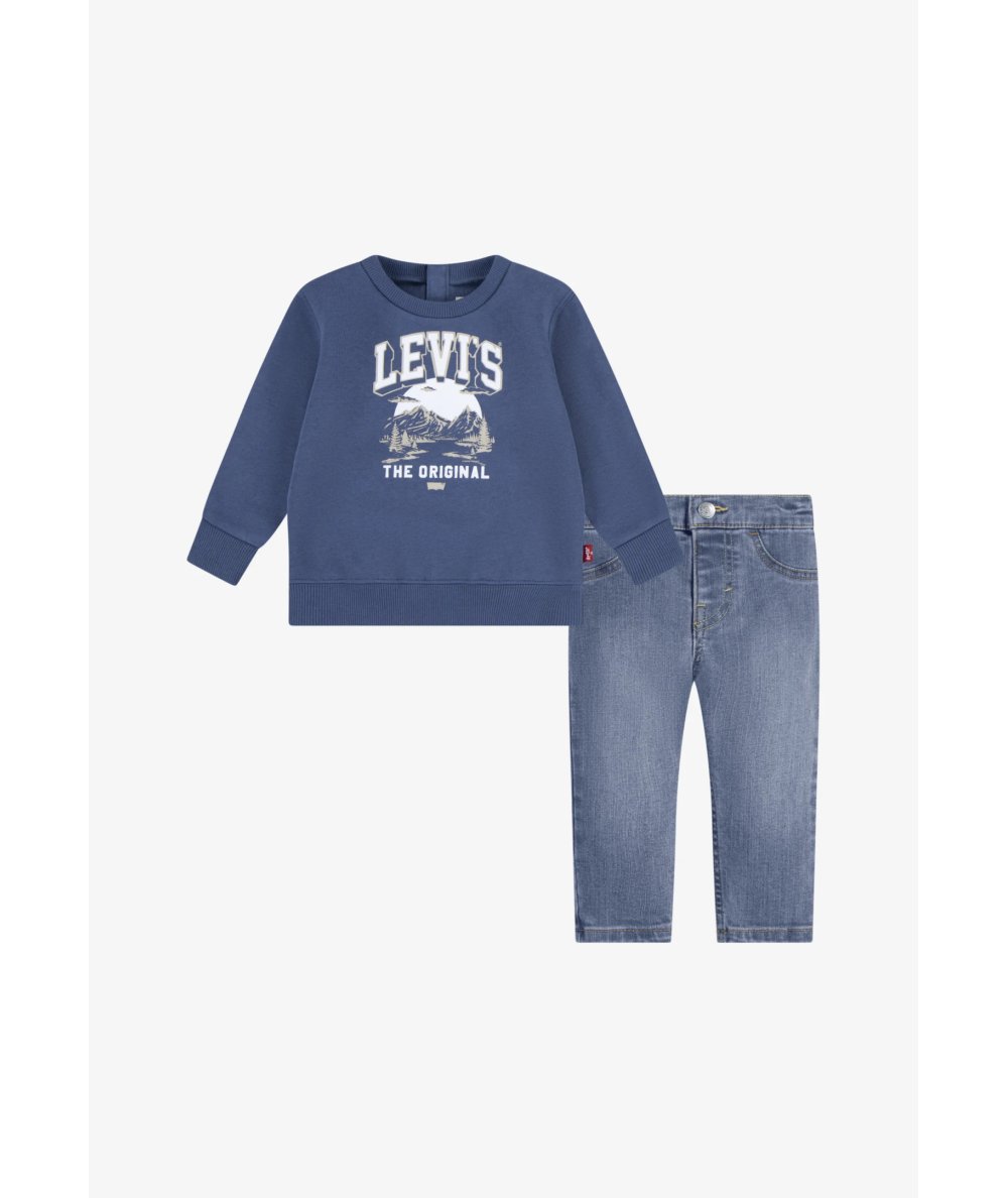 Completo Felpa Girocollo e Jeans Mountain Crew