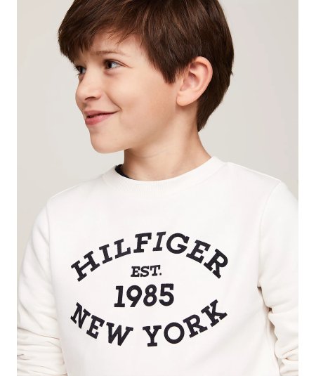 Felpa Ragazzo Hilfiger Monotype con Logo Floccato