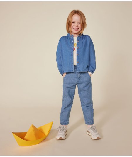 Camicia a Maniche lunghe in Denim Bambina