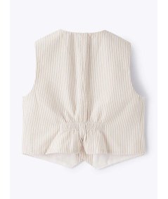 Gilet Bambino in Seersucker a Righe Beige