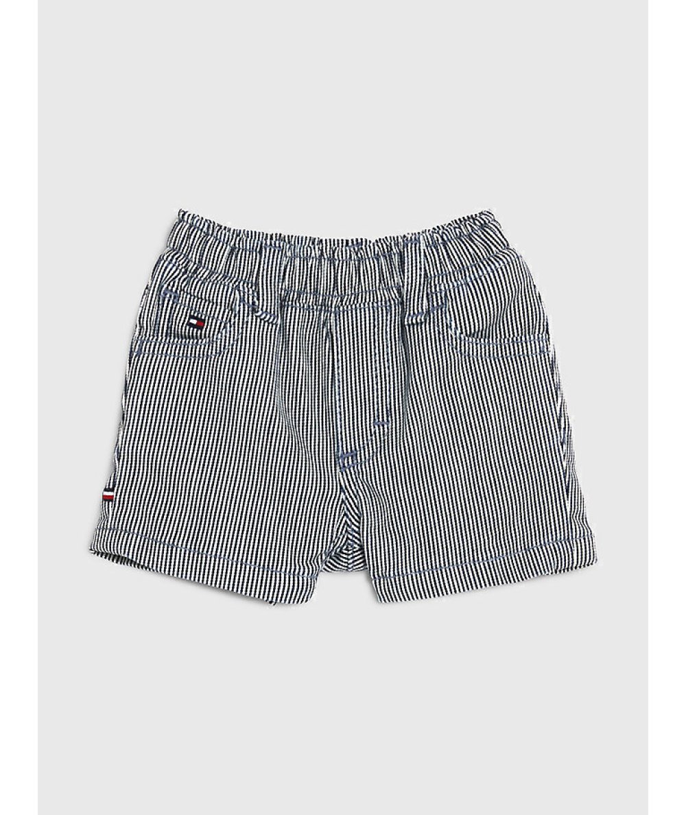 Shorts Bambino In Denim A Righe All Over