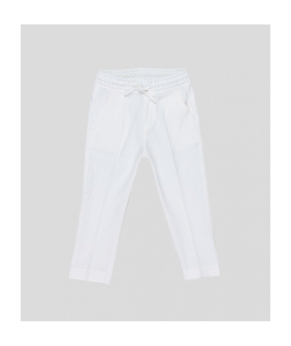 Pantalone Bambino Misto Lino Bianco