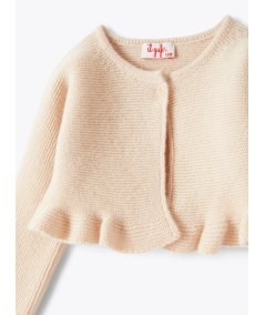 Maglione Cardigan Tricot da Neonata con Balza