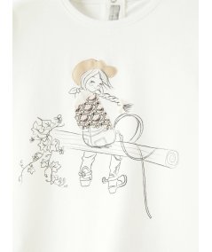 T-shirt Manica Lunga Bambina  con Stampa Cowgirl