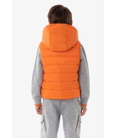 Gilet Smanicato con Cappuccio in Piuma Bambino