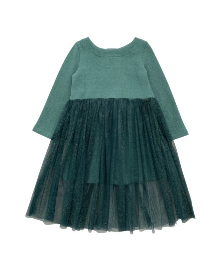 Abito Bambina in Caldo Cotone con Gonna Tulle Glitter