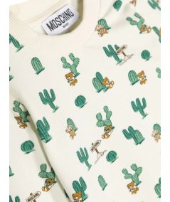 Felpa Girocollo manica Lunga Stampa con Teddy Toy e Cactus Unisex