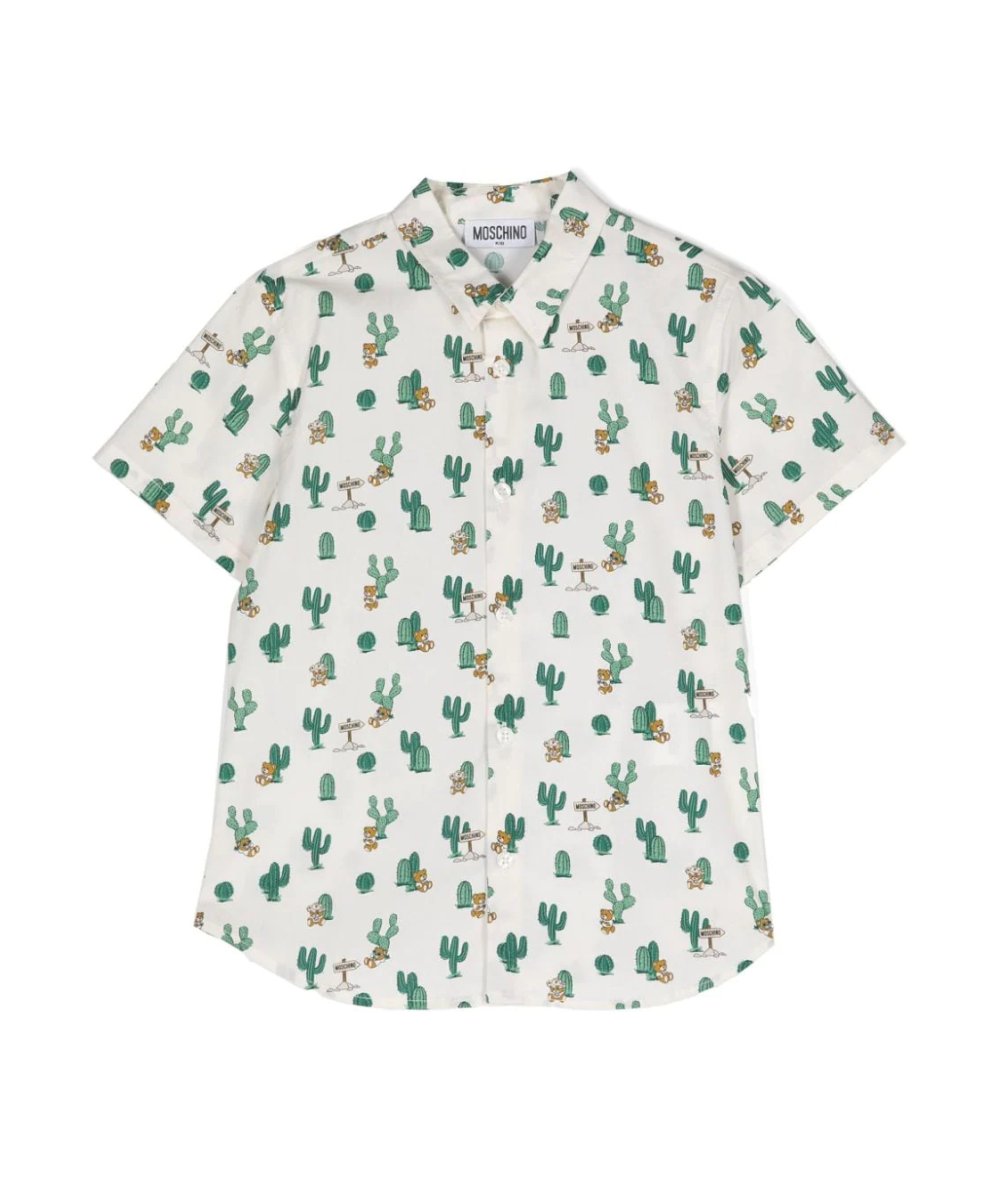 Camicia Manica Corta con Stampa Teddy Toy e Cactus Bambino