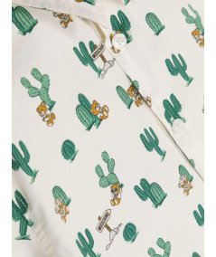 Camicia Manica Corta con Stampa Teddy Toy e Cactus Bambino