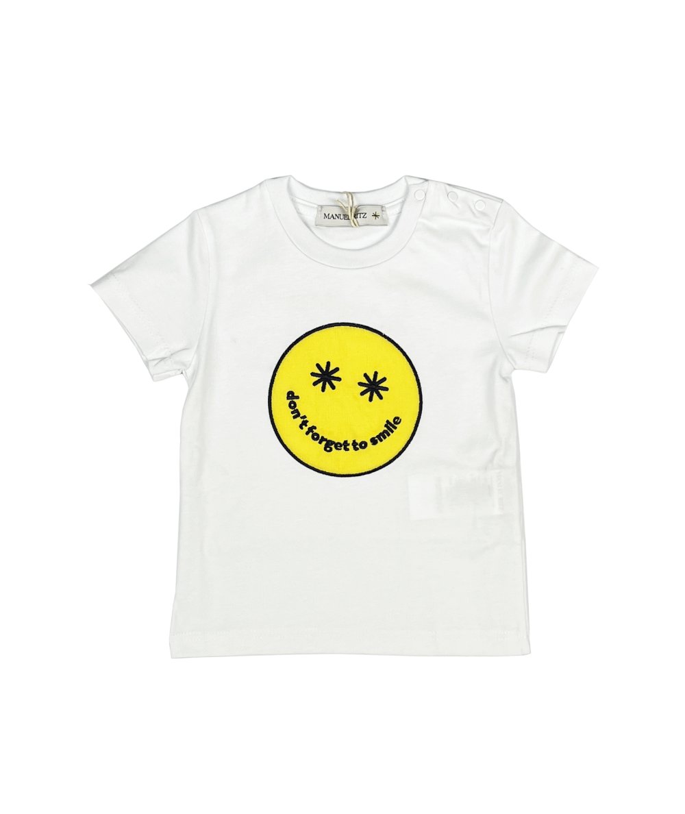 T-Shirt in Jersey con Stampa Grafica Smile Neonato