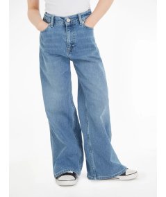 Pantalone Jeans Vita Alta Largo Bambina