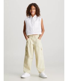 Pantalone Lungo Cargo Gamba Larga Bambina