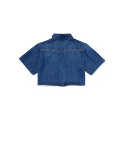 Camicia Cropped in Denim Mezza Manica Bambina