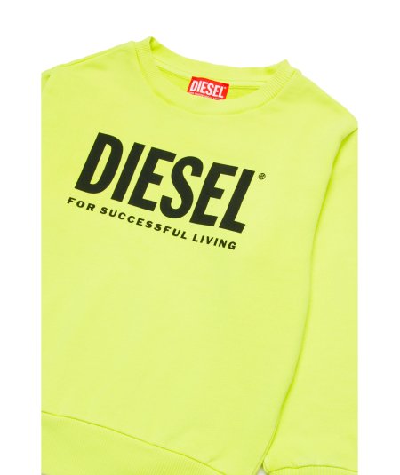 Felpa Girocollo Manica Lunga Fluo con Logo Unisex