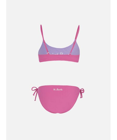 Costume Bikini Bralette a Fascia con Logo Bambina