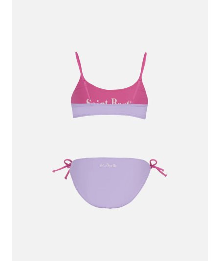 Costume Bikini Bralette a Fascia con Logo Bambina