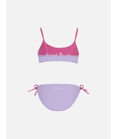 Costume Bikini Bralette a Fascia con Logo Bambina