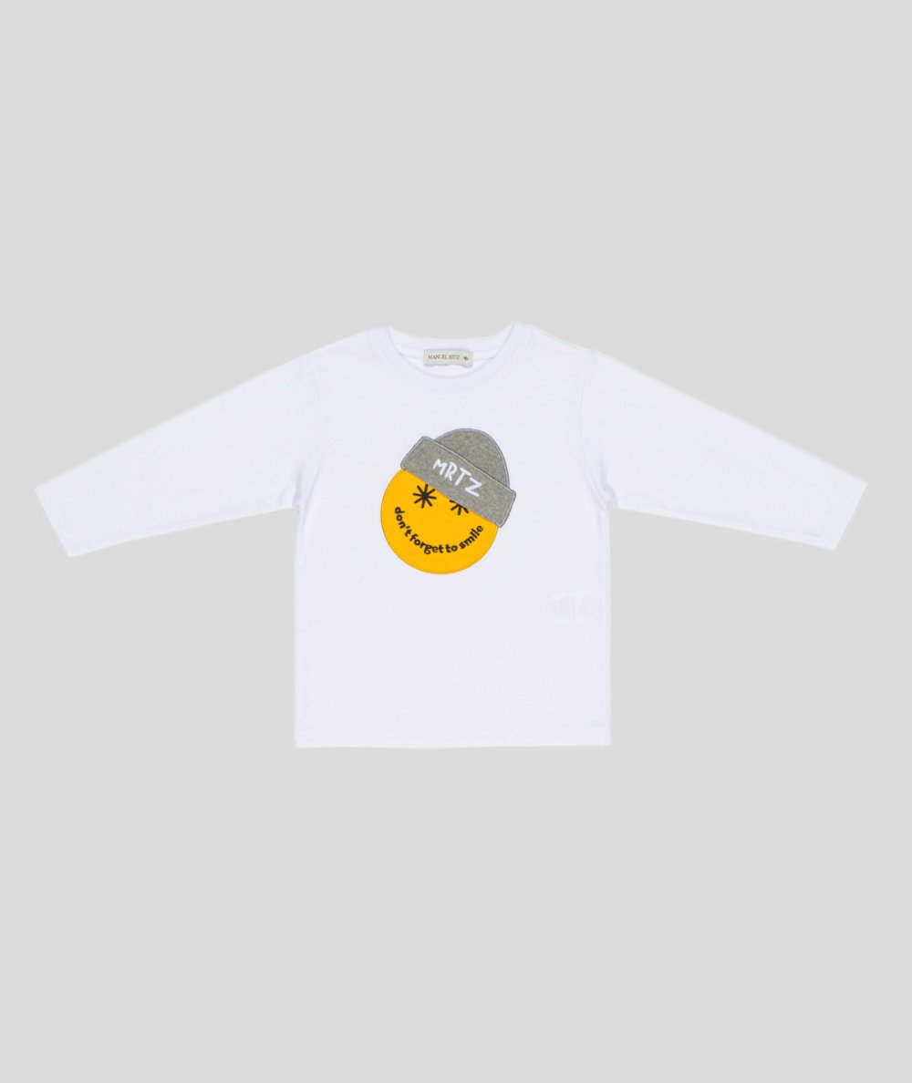 T-Shirt Girocollo Manica Lunga Stampa Grafica Smile