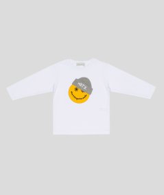 T-Shirt Girocollo Manica Lunga Stampa Grafica Smile