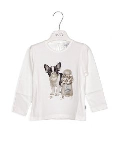 T-shirt Manica Lunga Bambina Stampa Bulldog Francese