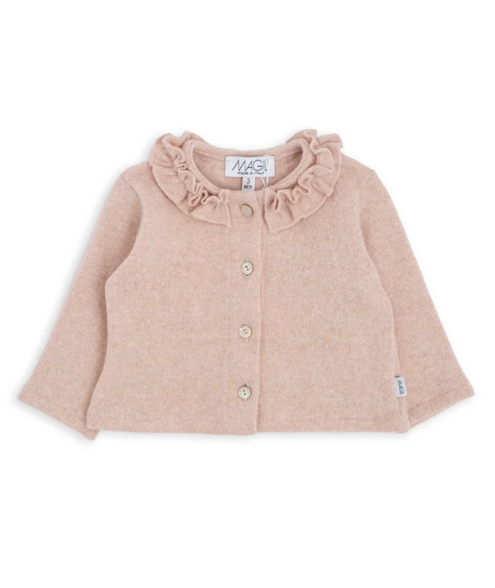 Cardigan Caldo Cotone Colletto Arricciato