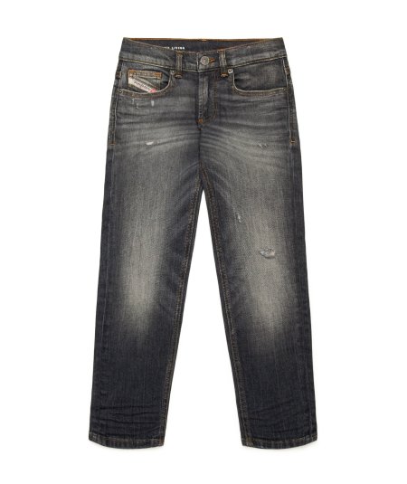 Jeans Tapered Grigio con Abrasioni - D-Lucas Bambino