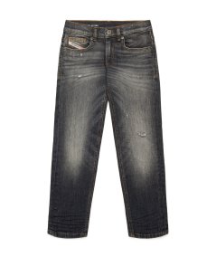 Jeans Tapered Grigio con Abrasioni - D-Lucas Bambino