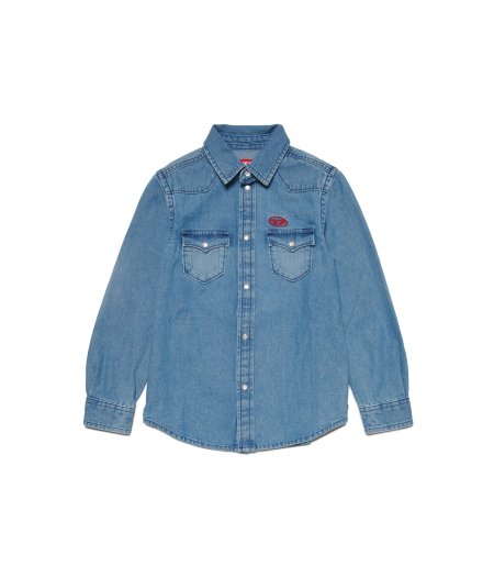 Camicia in Denim Manica Lunga con Bottoni Bambino